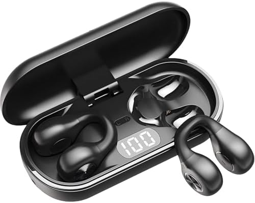 Open Ear Clip-On Bluetooth 5.3 Earbuds – Ultra-Lightweight, IPX6 Waterproof Headphones for Active Lifestyles – Perfect for Running, Walking, and Intense Workouts with Superior Sound Clarity and Comfort