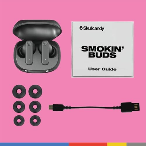 Skullcandy Smokin’ Buds Wireless Earbuds – Premium Bluetooth Headphones with Enhanced Noise Isolation, 20-Hour Playtime, IPX4 Sweat-Resistant Design – Ideal for Fitness Enthusiasts and Seamless Hands-Free Communication on i Phone & Android Devices