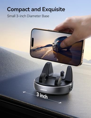 JOYROOM 360° Rotating Car Phone Holder – Anti-Slip Dashboard Mount for Seamless Smartphone & GPS Integration – Sun Glare Blocking for Clearer Navigation – Universally Compatible with Pop Grips & Mobile Devices – Superior Stability for a Safe Driving Experience
