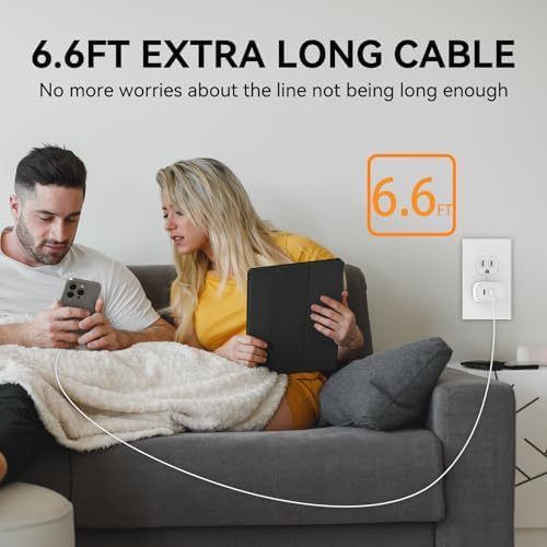 Upgrade Your Charging Game with the 20 W Dual Port USB-C Fast Wall Charger – Featuring a 6.6 FT 2-in-1 Cable for i Phone 15/14/Pro/Max & i Pad – Lightning-Fast Power Delivery for Multiple Devices at Home, Office, or Travel – Compact and Durable Design for Everyday Use