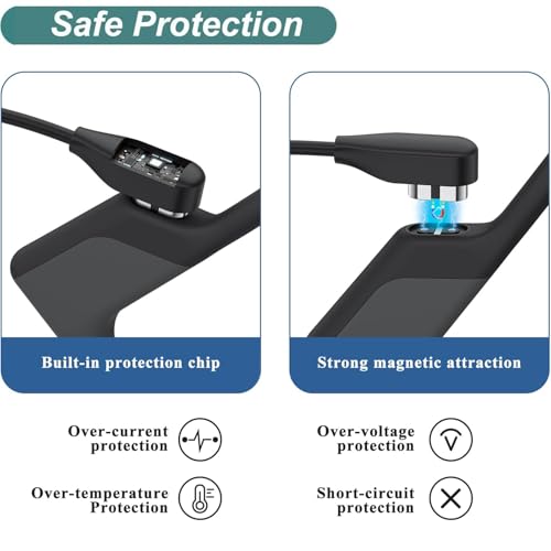 Charger Compatible for SHOKZ OpenSwim Pro S710 Open-Ear Headphones Charging Cable, 3.3FT Replacement Magnetic USB Cable Cord for SHOKZ OpenSwim Pro, Durable Portable Charger (Black&Black) – Enhanced Compatibility and Speed