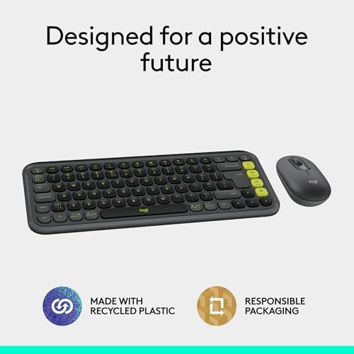 Elevate Your Workspace with the Logitech POP ICON Wireless Bluetooth Keyboard – Stylish Graphite & White Design, Effortless Multi-Device Switching, Comfortable Low-Profile Typing, and Customizable Keys for Enhanced Productivity on Laptops, Tablets, and PCs