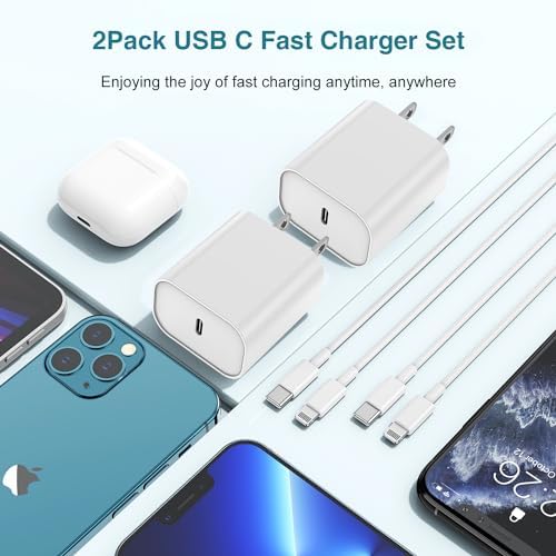 MFi Certified 20 W USB-C to Lightning Fast Charger for i Phone 14/13/12 – 6 FT Durable Cable & Power Delivery Block in Stylish Blue – Ultimate Solution for Rapid Charging of All Apple Devices Including i Pad Pro, XS, XR, 8 Plus – Optimized for Reliability and Speed