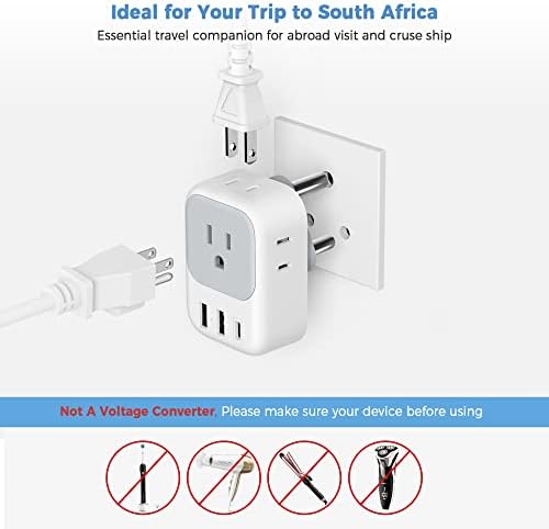 Ultimate European Travel Power Adapter: 4 AC Outlets & 3 Fast Charge USB Ports (1 USB-C PD 20 W) – Compact, Foldable Design for Effortless Connectivity in Spain, France, Germany, Italy, Portugal & Iceland – Versatile Compatibility for All Your Devices