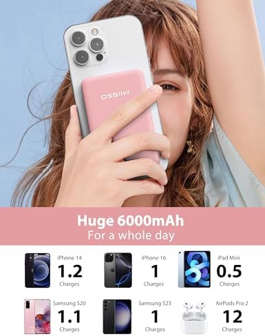 Ultra Slim 6000 m Ah Power Bank with Built-In USB C Cords – Card-Sized Portable Charger for Effortless On-the-Go Charging, Triple Output for i Phone, Samsung, Google Devices – Stylish and Compact Battery Pack for Enhanced Efficiency and Versatility