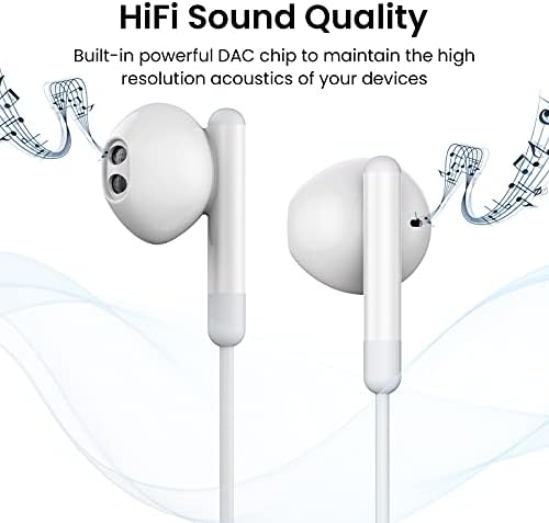 USB C Earbuds for i Phone 16 & i Pad Pro – High-Fidelity Wired Headphones with Volume Control & Mic for Google Pixel & Samsung Galaxy – Lightweight, Durable, and Comfortable for Everyday Use & Commutes – Enhanced Audio Experience