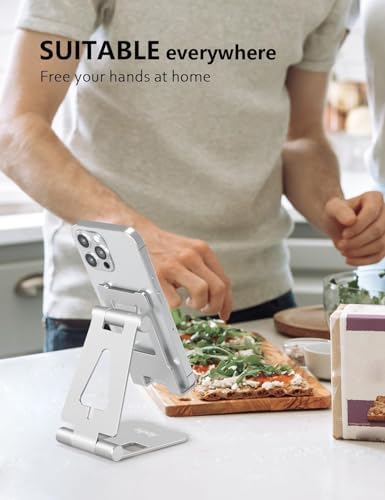 Cell Phone Stand for Desk, Adjustable Desktop Phone Holder Stand, Foldable Moblie Phone Dock for iPhone 15 14 13 12 11 Pro Xs Max Xr X 8 7 6 5 5s SE Nintendo Switch All Phones, Rose Gold – Enhanced Compatibility and Speed