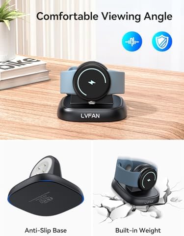 LVFAN Enhanced Fast Charger Dock for Google Pixel Watch 3 & 2, Fitbit Sense 2, Versa 4 & 3 – Sleek Charging Stand with Durable Cable for Rapid Power-Up and Smart Display Convenience, Perfect for Home and Travel Use