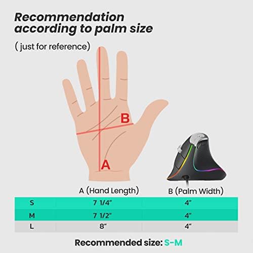 Nulea M504 Ergonomic Wired Vertical Mouse with 4 Adjustable DPI Settings and 11 RGB Lighting Modes – Ultimate Comfort and Precision for Laptop, PC, Desktop, and Mac Users