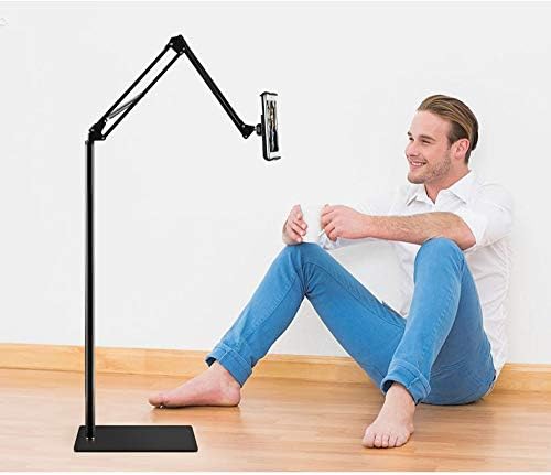 Universal Adjustable Tablet Floor Stand – Versatile 360-Degree Rotating Metal Holder for i Pads, i Phones, and Kindles (4.5-12.9″) – Optimize Your Workspace with a Sturdy, Lightweight Design for Effortless Hands-Free Viewing in Any Setting