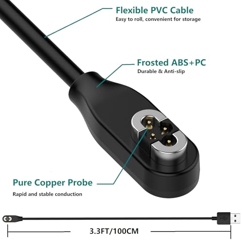 Charger Compatible for SHOKZ OpenSwim Pro S710 Open-Ear Headphones Charging Cable, 3.3FT Replacement Magnetic USB Cable Cord for SHOKZ OpenSwim Pro, Durable Portable Charger (Black&Black) – Enhanced Compatibility and Speed