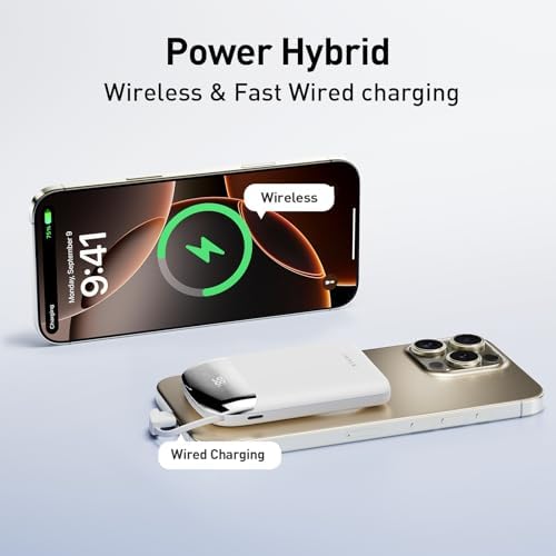 Ultra-Slim 10,000 m Ah Magnetic Power Bank – 40 W Fast Charging Mini Charger for i Phone 16/15 & Samsung Galaxy S25 – Lightweight Ergonomic Design with Built-in USB-C Cable for Seamless On-the-Go Mobile Charging – Unmatched Versatility for Daily Use and Travel Efficiency