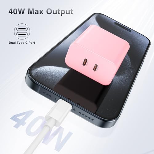 40 W Dual USB-C Fast Charging Block – Ultimate Portable Power Adapter for i Phone, i Pad, Samsung & More – 2-Pack for Effortless Multi-Device Charging – Rapidly Energize Your Gadgets Anywhere