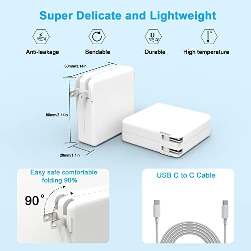 High-Performance 100 W USB-C Power Adapter for Mac Book Air & Pro – Fast Charging Solution for 2018-2022 Models with Enhanced Safety Features and Universal Compatibility for All USB-C Devices