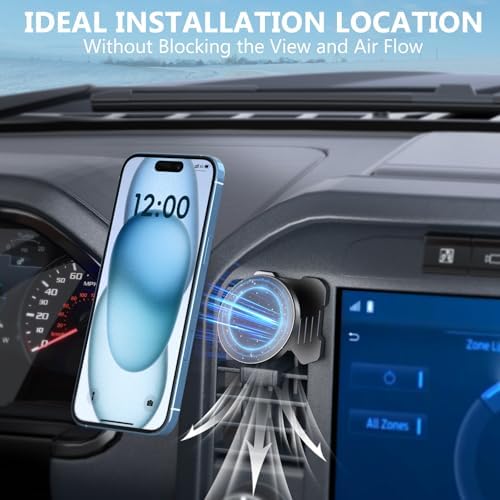 Ford F150 & Super Duty Magnetic Air Vent Phone Holder (2021-2025) – Premium CNC Metal Mount for Unmatched Stability, Effortless Smartphone Compatibility & Hands-Free Navigation – Easy Installation for Safer Driving