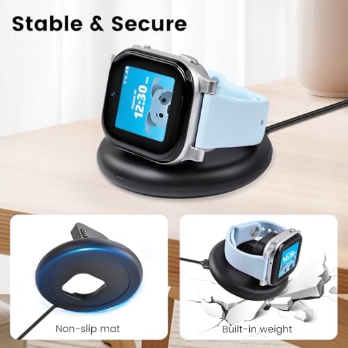 AT&T Amigo Jr Smartwatch Magnetic Charging Dock – Portable Foldable Stand with 3.12 ft Type-C Cable for Rapid Charging and Secure Smartwatch Power Solutions