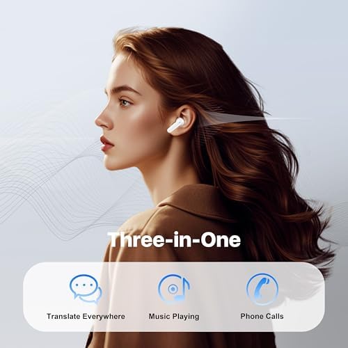 Bluetooth 5.4 Wireless Noise Cancelling Earbuds with Real-Time Multi-Language Translation – High-Fidelity Sound and Deep Bass for Travelers and Audiophiles – Stylish Black Ergonomic Design for Ultimate Comfort and Versatility