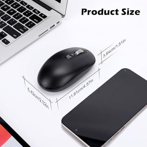 Ultra-Slim Wireless Bluetooth Mouse for Multi-Device Use – Lightweight Travel-Friendly Design with ±3000 DPI Precision, 4-Way Metal Scrolling, and 8 Customizable Buttons – Perfect for Laptops, Tablets, and Phones – Enjoy Quiet Operation and Long Battery Life for Enhanced Productivity