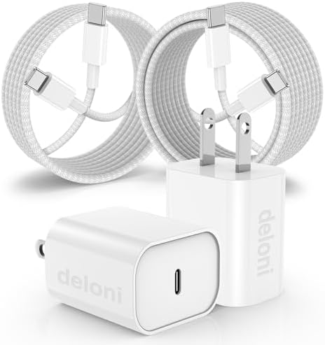 Ultra-Fast Charging Duo: 2 Pack 20 W USB-C Wall Charger with 6 FT & 10 FT Braided Cables for i Phone 15/16 Series and i Pad Pro – Lightweight, Reliable, and Travel-Friendly Power Solution