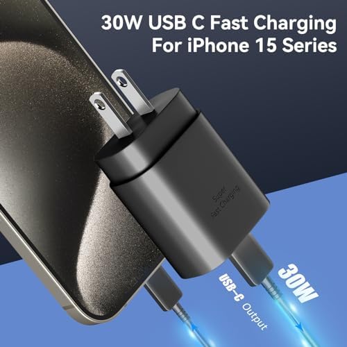 30 W Ultra-Fast USB C Wall Charger with 10 FT Cable in Stylish Purple Gradient | Rapid Charging Solution for Phone 15 Series & S24 Ultra Plus | Compact & Versatile Power Adapter for Modern Devices