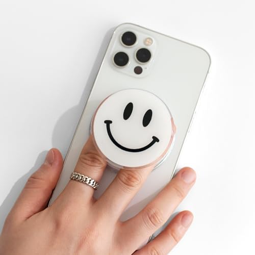 Magsafe Compatible Mobile Phone Grip Stand Holder Cute Smile Face Shape Expandible Collapsible for Kindle Smartphone Tablet Cell Phone Accessory (Baby Pink) – Enhanced Compatibility and Speed