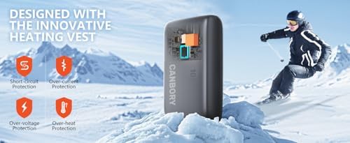 Compact Heated Vest Battery Pack with 5 V Power Output – USB-C Portable Charger for Heated Jackets, Pads & Hoodies – Enhanced Speed & Compatibility for Outdoor Comfort