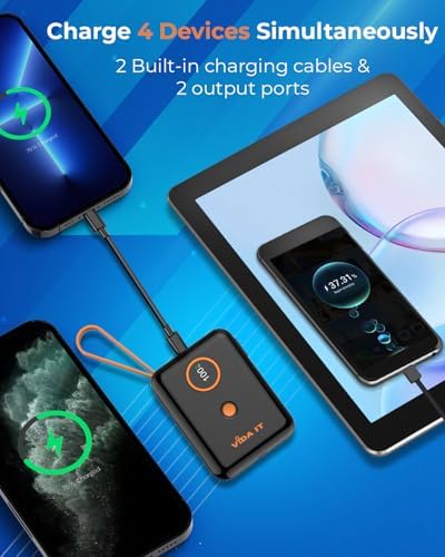 Ultimate 10000 m Ah Power Bank for Heated Clothing – Fast Charging USB Charger with Built-In Cable for i Phone & Android – Lightweight Portable Battery Pack for Heated Jackets, Vests, and Stadium Seats – Stay Warm and Powered Up Anywhere