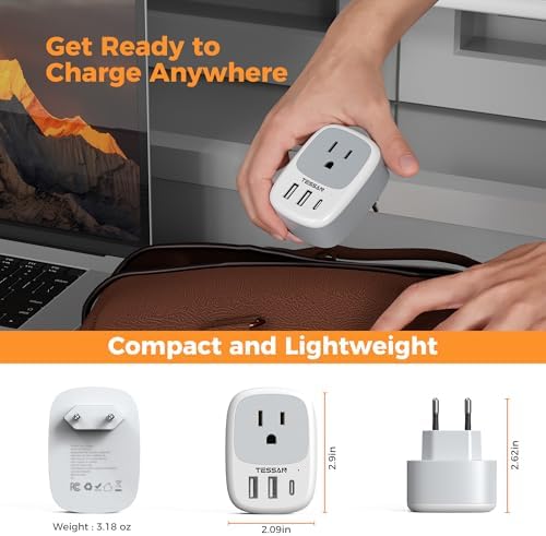 TESSAN Universal Type G UK Travel Adapter with 3 USB Ports & USB-C Charger – Effortless US to UK Plug Conversion for Global Travelers to England, Ireland, Qatar, Hong Kong, Dubai, and More – Compact Power Solution for Fast and Safe Device Charging