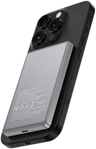 Magnetic Wireless Power Bank for Samsung Galaxy & i Phone – 5000 m Ah Portable Charger with 20 W USB-C Fast Charging for Seamless Device Compatibility, Ideal for On-the-Go Tech Enthusiasts and Professionals