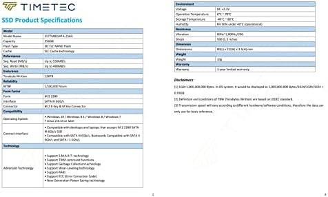 Timetec 256 GB M.2 2280 SATA III SSD – Lightning-Fast 550 MB/s Read Speeds with 3 D NAND Tech – Elevate Your Desktop & Laptop Performance – Ideal Upgrade for Gamers & Creators – Unmatched Reliability & Speed!