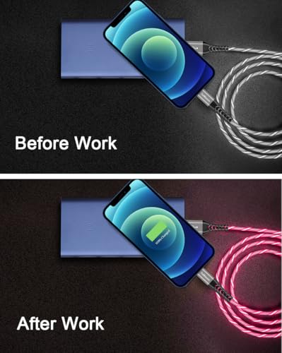 Vibrant LED Lightning Charging Cable for i Phone – MFi Certified 6 FT Fast Charge USB Cord with Dynamic RGB Light-Up Feature for Enhanced Compatibility and Performance with i Phone 14, 13, 12, 11 Pro Max, XR, X, SE, 8 Plus, i Pad, and i Pod – Durable and Stylish Tech Accessory for Home and On-the-Go Charging