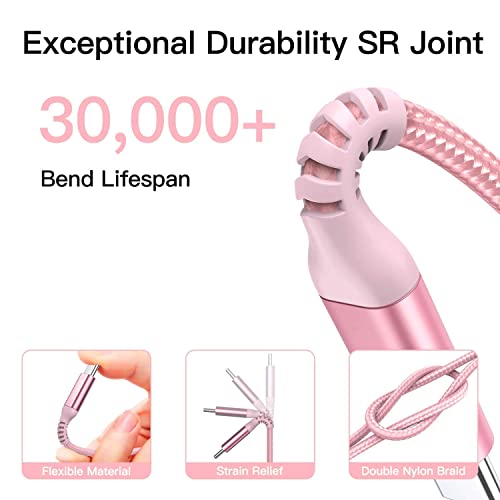 Elevate Your Charging Experience with Awnuwuy 100 W Pink USB C to USB C Cable – 10 ft Long (2-Pack) for Fast Charging & Data Transfer, Compatible with i Phone 15 Series, i Pad Pro, Mac Book Air, Samsung Galaxy S23/S22, Pixel 6 – Stylish Durability & Enhanced Performance for All Your Devices