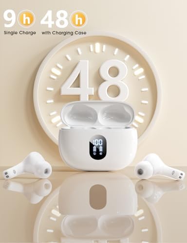 Elevate Your Listening Journey with Advanced Wireless Bluetooth Earbuds – Immersive Deep Bass Audio, Ultra-Long 48-Hour Battery Life, Lightweight Design for Ultimate Comfort, IPX7 Waterproof Rating for Active Use, AI-Enhanced Hands-Free Calling, Seamless Compatibility with i Phone & Android Devices