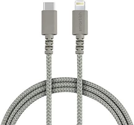 Smartish Crown Joule USB-C Charger – 6 ft Fast Charging Cable for i Phone 16 & 15 – 100 W Power Delivery – Nylon Fabric-Wrapped Cord for Android, Pixel, Galaxy, Mac Book Pro – Versatile Black Charging Solution for Instant Power-ups and Enhanced Durability
