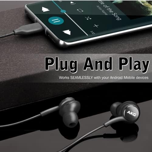 Urban X 2021 Type-C Stereo Headphones for Cat S62 Pro – Premium Hi-Fi Audio Experience, Sweat-Resistant Earbuds with Tangle-Free Braided Cable and Integrated Microphone – USB-C Connectivity for Enhanced Comfort and Versatility