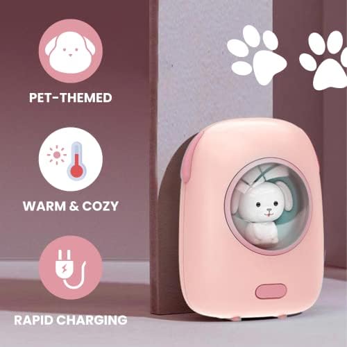 Charming Portable Charger & Hand Warmer | Ideal for i Phone, Galaxy, & Pixel | Stylish Pet-Themed Design with LED Battery Indicator | Quick Charge Functionality for On-the-Go Convenience | Compact & Lightweight for Effortless Travel