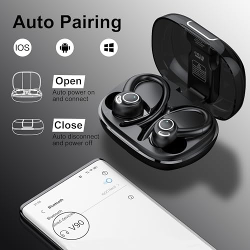 Elevate Your Audio Experience with VKROBAG Bluetooth 5.3 Sports Earbuds | CVC 8.0 Noise Cancellation for Crystal-Clear Sound | IP7 Waterproof Design Ensures Durability in Any Weather | 48-Hour Playback for All-Day Listening | Secure Over-Ear Hooks for Active Lifestyles | Immersive Enhanced Bass for Dynamic Sound Quality | Perfectly Engineered Wireless Earphones for Running, Workouts, and On-the-Go Use