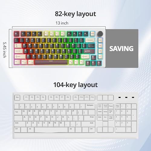 Transform Your Gaming Setup with the 75% Monster B Wired Mechanical Keyboard – 82 Keys, Gasket Mount Design, Hot-Swappable White Switches, RGB Lighting, Programmable Features for Mac/Windows – Unmatched Speed and Comfort for Gamers and Professionals