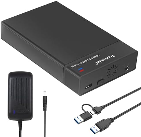 Maximize Your Data Storage with the TCC-S8 External Hard Drive Enclosure: USB 3.0 Docking Station for 2.5 & 3.5-Inch SATA HDDs and SSDs, Accommodating Up to 22 TB with 12 V/3 A Power Supply, USB A/C Cable Included, UASP Super Speed Support, Energy-Saving Automatic Sleep Feature for Enhanced Longevity and Performance