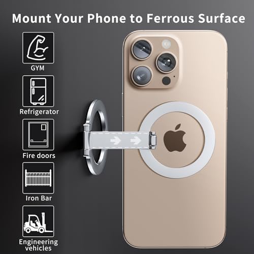 Mag Safe Universal Phone Grip & Kickstand for i Phone 12-16 Pro Max – Versatile Double-Sided Magnetic Holder for Secure Handling & Hands-Free Viewing in Gym, Kitchen & Beyond – Sleek Black Silicone Design for Stylish Convenience and Optimal Performance