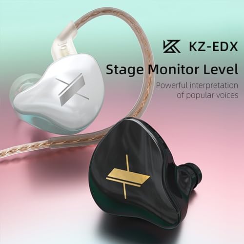 KZ EDX High-Fidelity In-Ear Monitors – Wired Gaming Earbuds with 10 mm Dynamic Driver, Detachable Tangle-Free Cable for Superior Audio Clarity, Lightweight and Ergonomic Design for Comfort, Ideal for Music, Gaming, and Church Services – Sleek Clear Grey Finish
