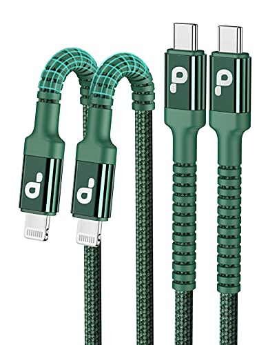 6 FT MFi Certified USB-C to Lightning Charging Cable Pack – Rapid Charge & Data Sync for i Phone 13, 12, 11 Pro Max, SE, & i Pad 8 th Gen – Durable Green Cords for Enhanced Flexibility & Style