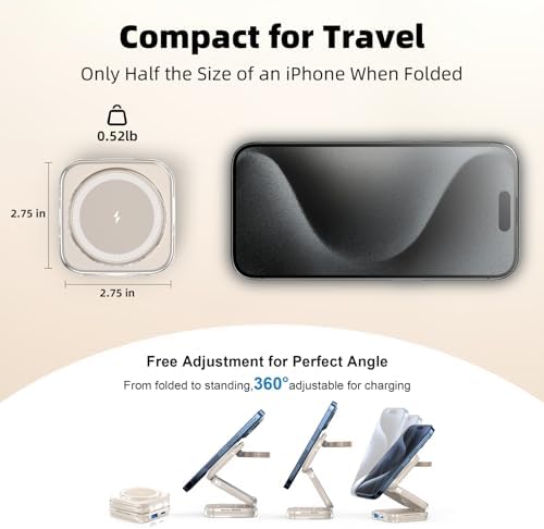 Revolutionize Your Charging Experience with AC Island 5-in-1 Portable Travel Wireless Charger – Fast 15 W Magnetic Stand for i Phone 16/15/14/13, Apple Watch & Air Pods, Includes 35 W Adapter, Ideal for On-the-Go Lifestyle and Enhanced Compatibility
