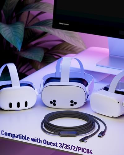 Maxonar VR Charging Link Cable 16FT (Next-Gen Chip) Compatible with Meta Quest 3S/Quest 3/Oculus Quest 2/Pico 4 Accessories and PC/SteamVR, Awesome Gift-5Gbps USB 3.0 to USB C Cable-White – Enhanced Compatibility and Speed