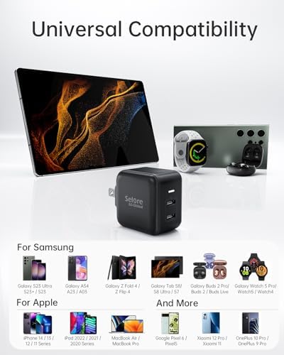 Power Up Your Devices with the 40 W Dual Port USB C Fast Charger Block – Compact Ga N Wall Plug for i Phone 16/15 Pro/Max, Samsung Galaxy, Pixel, & i Pad – Enhanced Speed & Safety Features for Ultimate Charging Efficiency