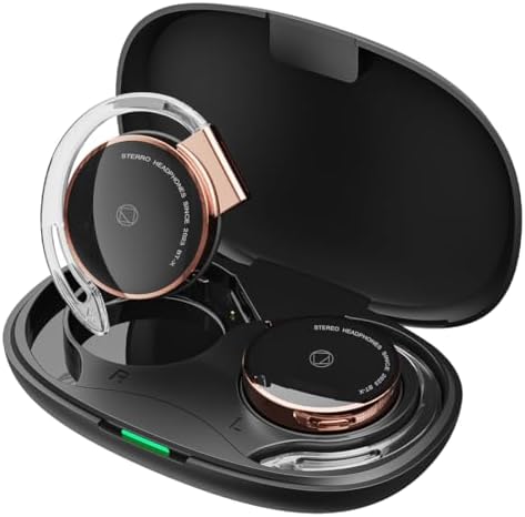 Experience Unmatched Comfort with Open Ear Clip Wireless Bluetooth Headphones – Sleek Rose Gold & Black Design for Active Lifestyles – Sweat-Resistant, Long-Lasting Battery Life, and Hands-Free Microphone for Effortless Connectivity and Surrounding Awareness – Ideal for Music, Workouts, and Daily Commutes