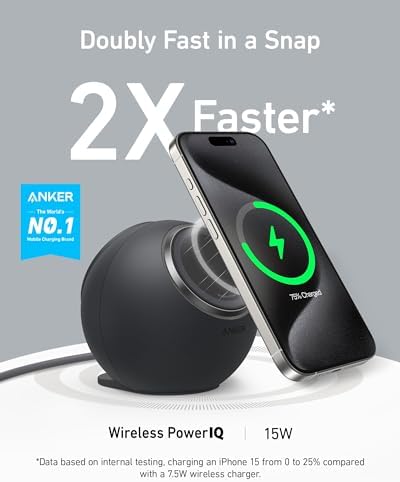 Anker Mag Go 8-in-1 Magnetic Charging Station – Qi2 Certified 15 W Fast Wireless Charger for i Phone 15/14/13 and More – Multi-Functional Power Hub with 3 AC Outlets, 4 USB Ports, Overheating Protection, and Modern Aesthetic for Home & Office Efficiency