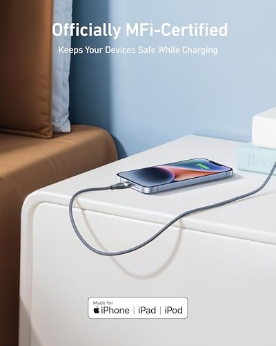 Anker Upcycled-Braided USB C to Lightning Charging Cable – 3 FT Ultra-Fast Charging Cord for i Phone 14/13/12/11 Series – Eco-Friendly, High-Speed Power Delivery with MFi Certification for Seamless Device Compatibility