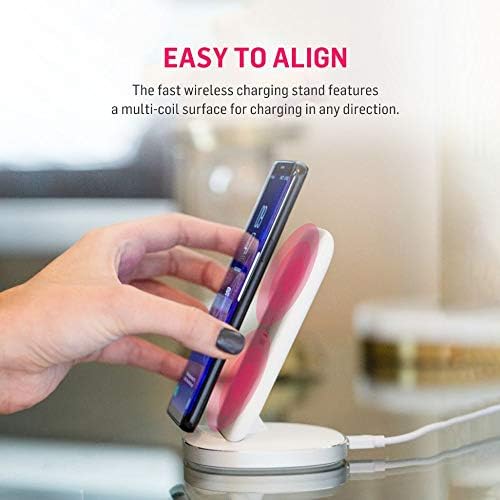 Adonit Qi-Certified Wireless Charging Stand – Ultra-Fast Charger for i Phone 12/11 Series & Galaxy S20/S10/Note 10 with Bonus QC Adapter – Elegant Design for Efficient Home & Office Power Management
