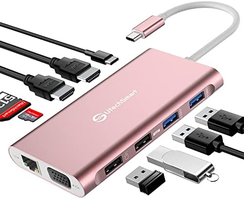 Supercharge Your Mac Book with Utech Smart 7-in-2 USB C Hub Adapter – Ultimate Multiport Solution Featuring Thunderbolt 3, 4 K HDMI, 100 W PD, and 3 USB 3.0 Ports for Seamless Connectivity and Fast Charging – Perfect for Professionals and Creatives on the Go